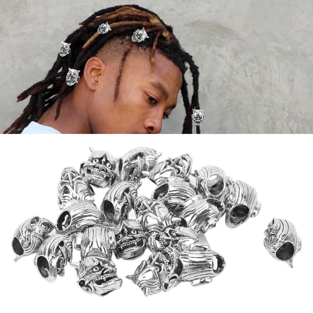 20 Stück Wikinger Bartperlen Set Antike Nordische Wikinger Runen Haarrohr Piraten Totenkopf Dreadlock DIY Schmuck Haardekoration