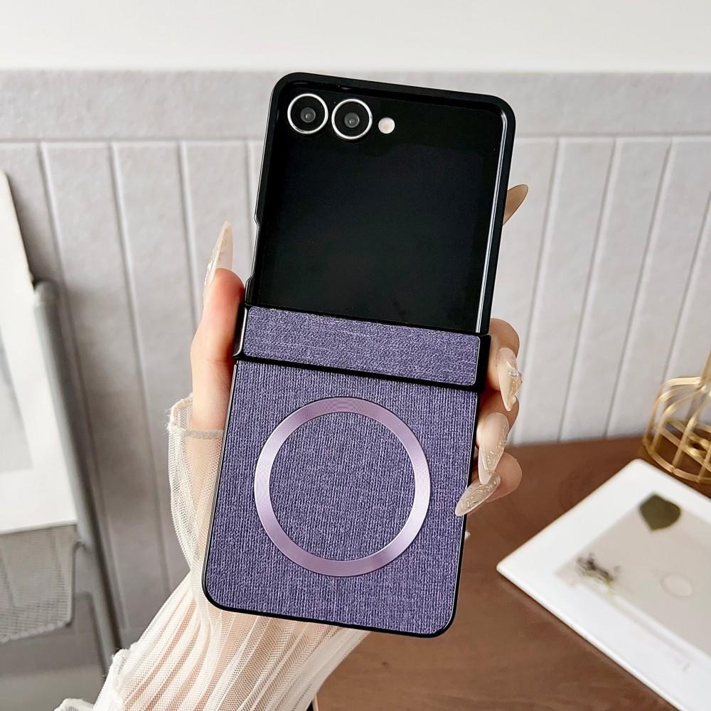 For Samsung Galaxy Z Flip 7 Case Luxury PU Cloth Magnetic Wireless Charging Protective Back Cover Case For Z Flip7 Phone Shell