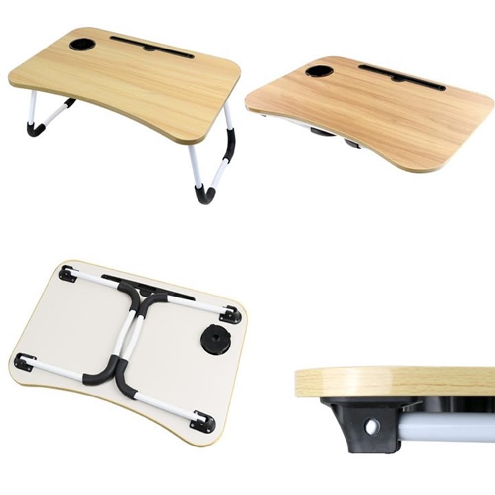 AiS To You Folding with Tablet and Drink Perfect for or As a Simple Mini Coffee or Low No Assembly Required Table, Gadget, 60x40cm, Compact, Holder,