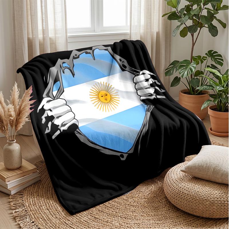 Argentinische Nationalmannschaft Thema Decke Weiche Flanelldecke Plüsch Überwurfdecke Gemütliche Sofa Bettdecke für Heimdeko
