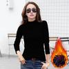 Women Bottom Tops Half-High Collar Long Sleeve Slim Fit Pullover Tops Solid Color Thickened Warm Autumn Winter Base Layer Tops
