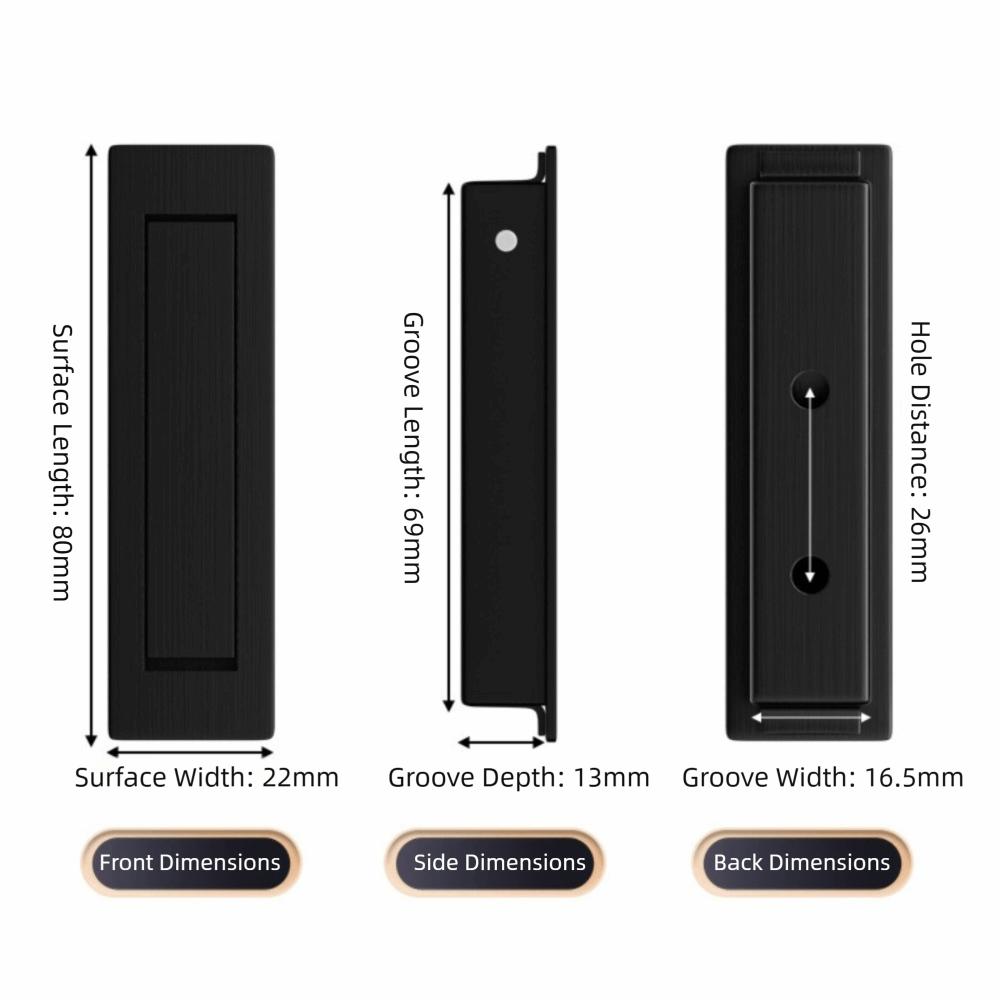 

Decors Stainless Steel Cabinet Door Handle Durable Hidden Drawer Handle Invisible Embedded Drawer Knobs Sliding Door чорний