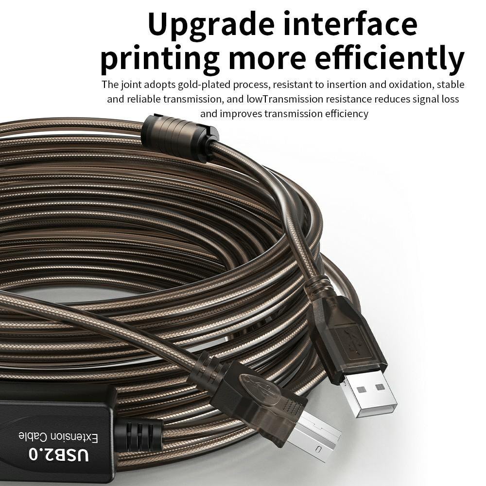 U210AB 10m USB2.0 Male to Square USB Type-B Male Printer Cable PVC Printing Connection Cord
