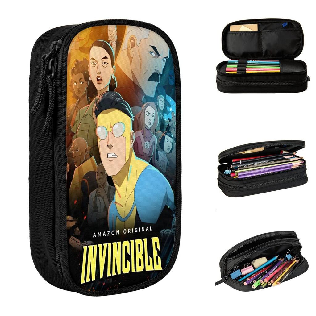 Invincible Pencil Case University Pencil Box Girls Boys Zipper Kawaii School Pencil Cases Design Stationery Organizer