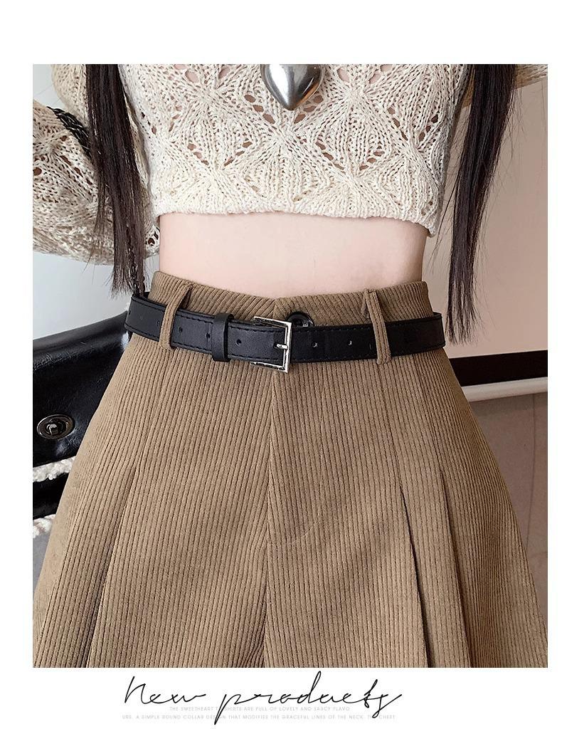 Women's High-Waist Pleated Wide-Leg Shorts for Autumn/Winter - Stylish A-Line Design