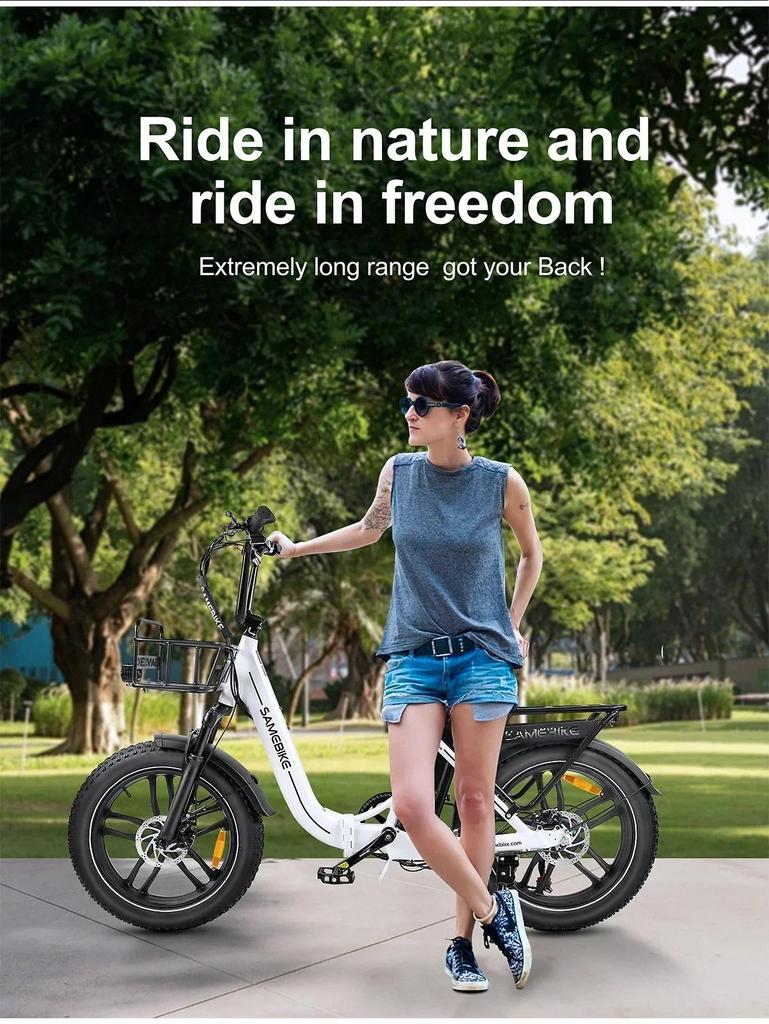 SAMEBIKE C05 PRO Bicicletta Elettrica con Ruote Grasse, Motore 500W, Batteria al Litio 36V 13Ah, E-Bike per Adulti 20" per Pendolarismo in Città, Ciclismo e Viaggi