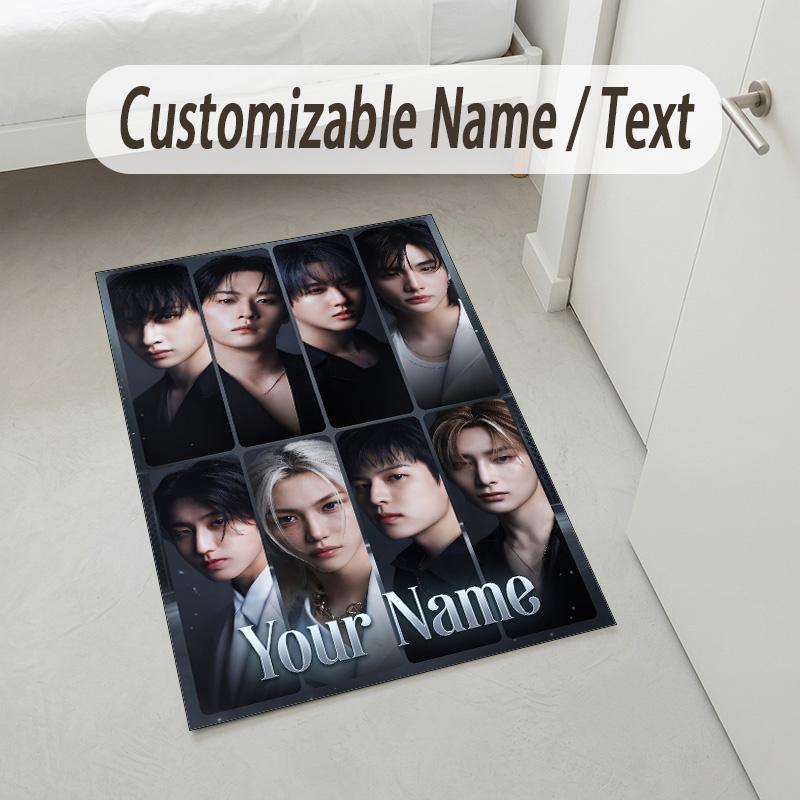Personalized Crystal Velvet Carpet,Stray Kids Custom Printed Name, Plush Area Rug For Home Indoor Decor