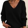 VAYLA New Simple Long Sleeve Pullover Knitted Sweater Women Casual Loose Red Sweaters V Neck Autumn Winter Clothes Bottoming Tops 5XL