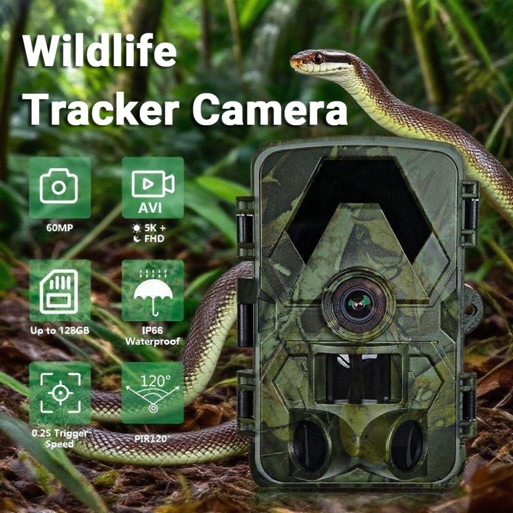 120° Wide-Angle Outdoor Infrared Trail Camera 60MP Wildlife Tracker Camera  Game Monitoring