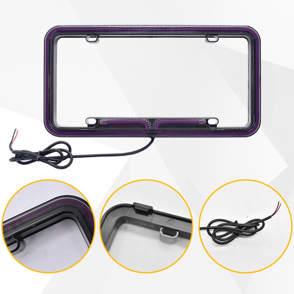 12V Red LED License Plate Frame Acrylic Lighted USA/Canada Tag Cover Holder for Auto Truck Vehicles Car Styling License Plate Covers Frames 6