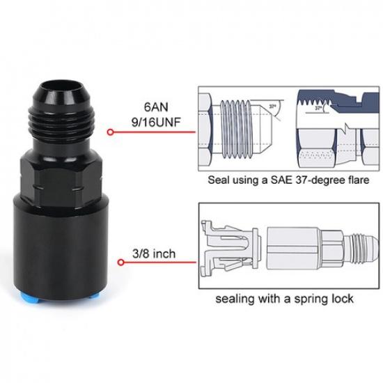 2x 6AN Fuel Rail EFI Fitting Male Flare To 3/8" Quick-Disconnect Push-On Adapter