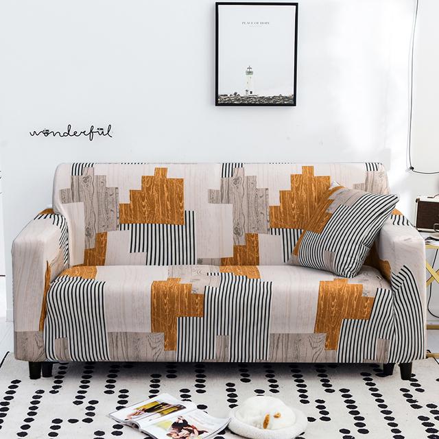 Printed Stretchy Sofa Cover Elastic Polyester Spandex Couch Covers ,Universal Fitted Sofa Slipcover For Sofa Household Furniture Protective Cover