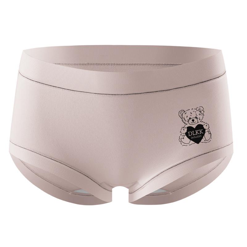 Девочка Весна и Осень Милый Медвежонок Хлопок 7A Антибактериальные Бесшовные Дышащие Брифы средней посадки L