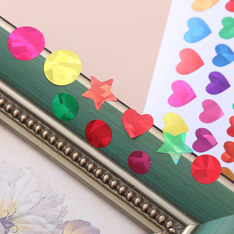 10pcs/set Laser Sticker Star Heart Dots Colorful Cute Handmade DIY Scrapbook Decorative Stickers Accessories for Album TMZ