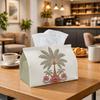 One Decorative Tissue Box Featuring a Botanical Illustration of Palm And Lotus, Suitable for Use In The Kitchen, Living Room, Bedroom, And Car, Perfec