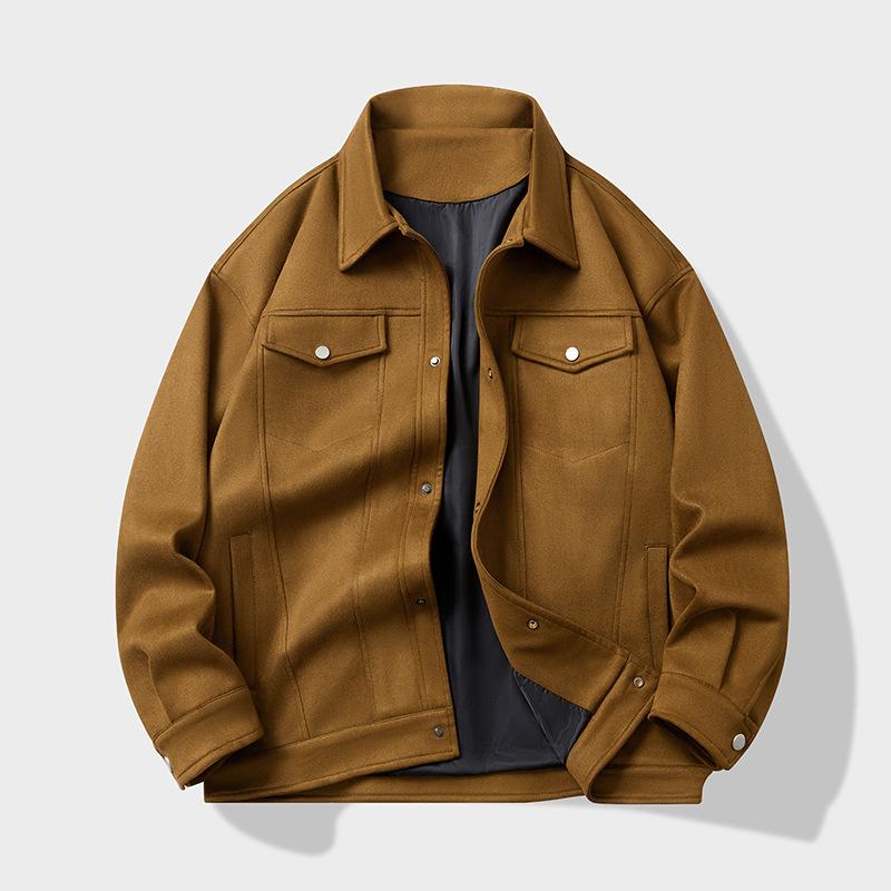 

2025 Spring and Autumn New Retro Suede Jacket Men s Trendy Baseball Uniform Autumn and Winter New Men s Jacket Cotton Jacket XXXL хаки