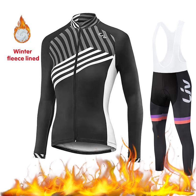 Winter Cycling Sportswear Set Women's Cycling Jersey Cycling Bib Warm 2026 Velvet Warm Cycling Suit Set Windproof Cycling Jacket Cycling Pants