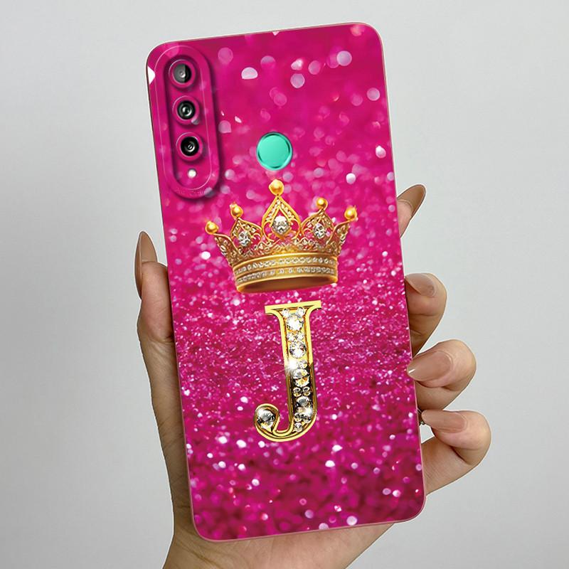 For Huawei Y7p P40 Lite E ART-L28 ART-L29 Fashion Initial Letter Couple Phone Case Y7P 2020 Soft Silicone TPU Protective Casing