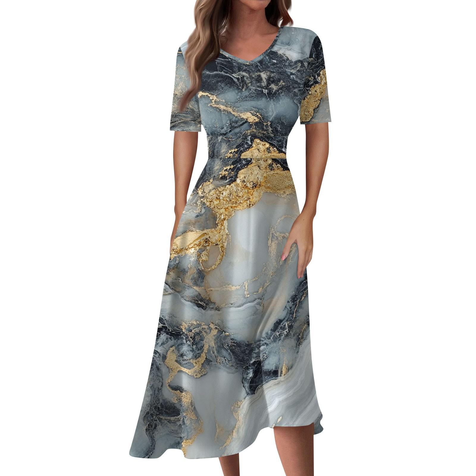 

Женское повседневное модное длинное свободное платье с v-образным вырезом и коротким рукавом на талии XL