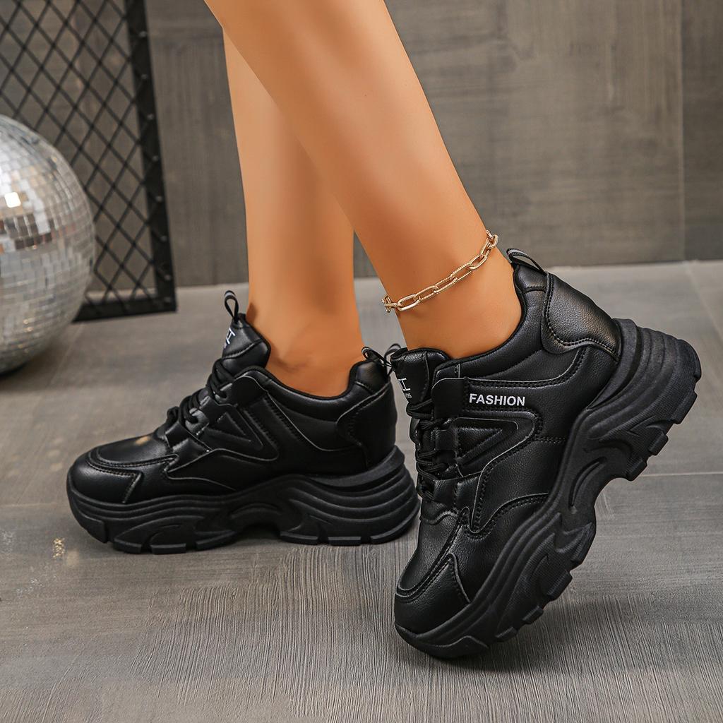 Fashion Women's Height Increasing Chunky Sneakers White Black Platform Sports Shoes for Women Plus Size 42 Thick Bottom Vulcanized Shoes