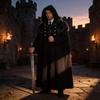 Medieval King Warrior Cloak With Wool Collar For Halloween Costume Party