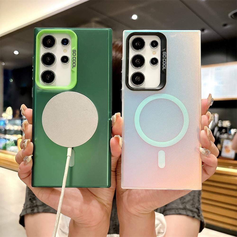 Luxury Laser Protective Magnetic Phone Case For Samsung S25 S23 S24 Ultra S22 Plus S21 FE Note 20 A55 A54 A53 For Magsafe Cover