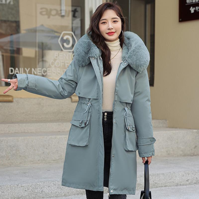 Neue Daunen-Baumwollwattierte Jacke Damen Lang Koreanische Version Lockerer Baumwollwattierter Mantel Winter Verdickung Zum Überstehen des Mantels.
