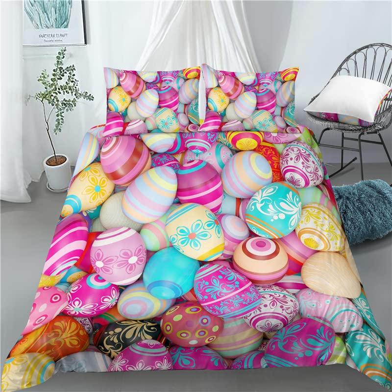 Kaninchen Bettbezug Set Frohe Ostern Bettdeckenbezug für Kinder Mädchen Bauernhaus Tier Bettwäsche Set Niedlich Kawaii Tiere Steppdeckenbezug