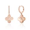14K Gold Earrings One-Touch Ring Charming Clover