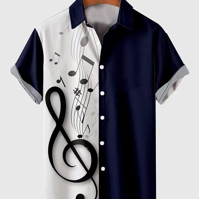 

Летняя новинка музыкальный инструмент 3D печать Гавайи рубашка с короткими рукавами мужская большой размер свободная праздничная пляжная рубашка топы XXXL
