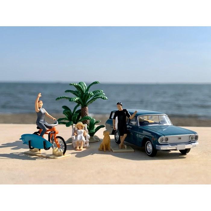 TOMYTEC Geocore64 1/64 Car Snap 19a Surfing Set + Diecast Miniature Car - Multicolor