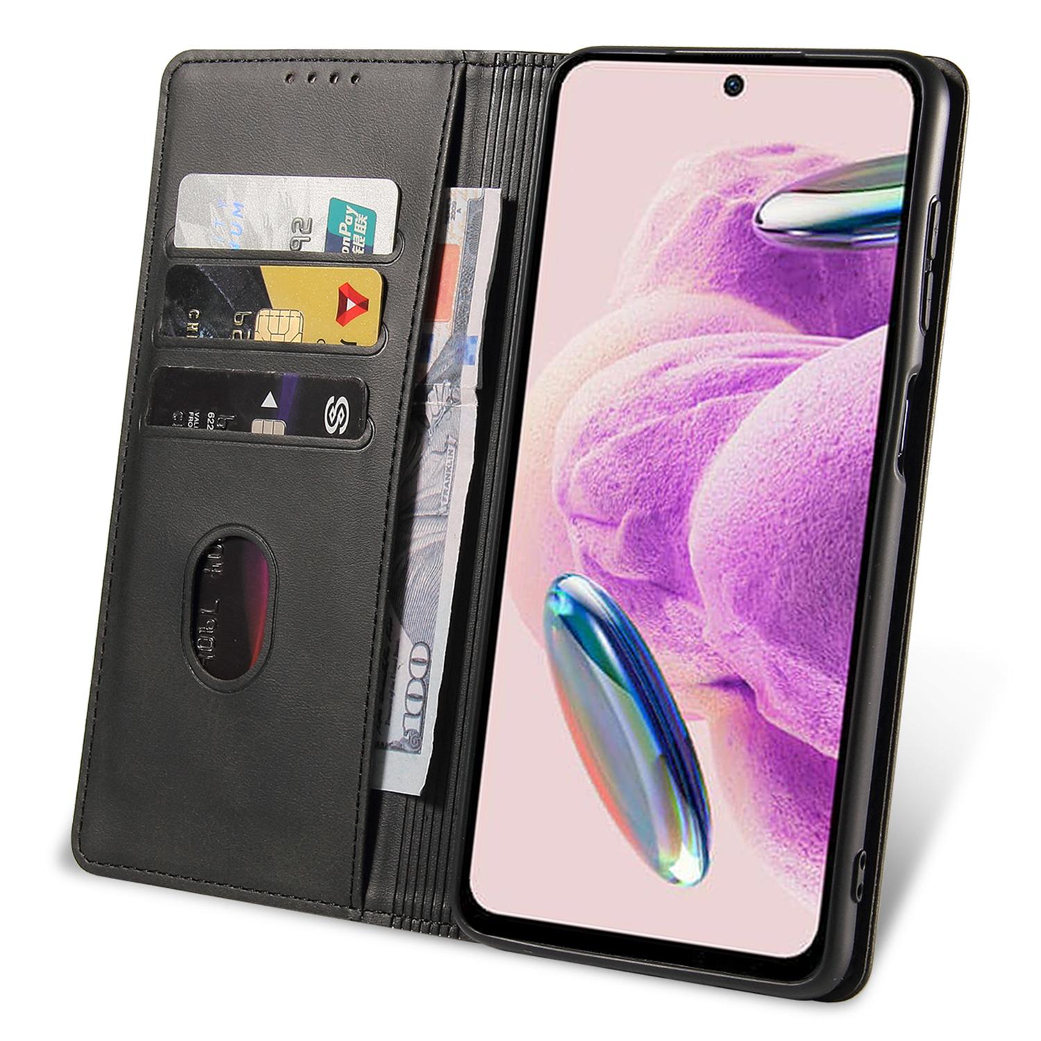 

For Xiaomi Redmi Note 12 4G PU Leather Wallet Case Calf Texture Stand Smartphone Cover Rose Gold