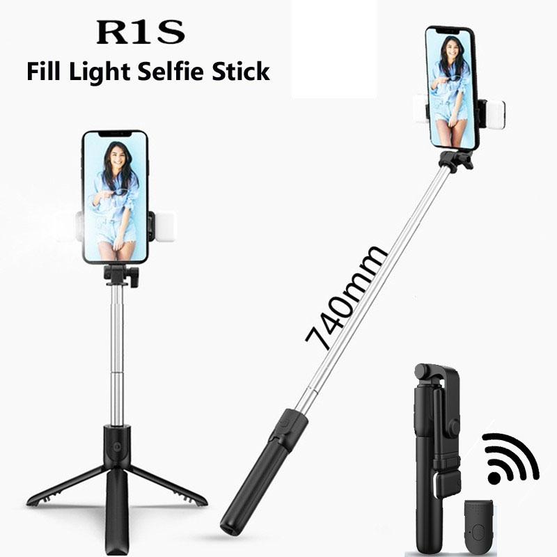 Mini Składany Statyw Bluetooth do Selfie z Lampą Wypełniającą Zdalny Wyzwalacz Bluetooth Wysuwany Drążek do Telefonu Komórkowego Huawei Xiaomi IPhone