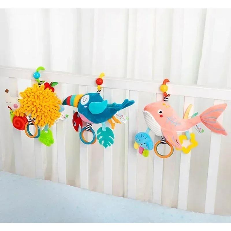 Baby Bed Hanging Rattle Drawstring Baby Toys Baby Rattle Stroller Toy Bebe Educational Toys Hand Grip Animal Music Sounding Toy