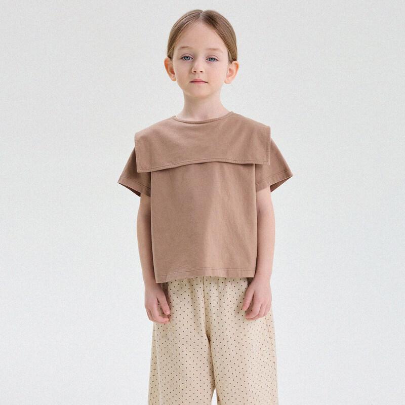 

Yun er Ma Girl s Sailor Collar Cotton Short Sleeve T-Shirt 130