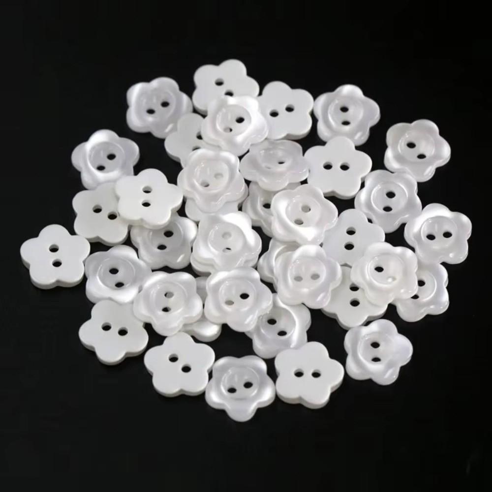 Round Flower Shape Buttons Pearlescent 11mm Decorative Buttons Two Holes Sewing Accessories Scrapbook Decoration