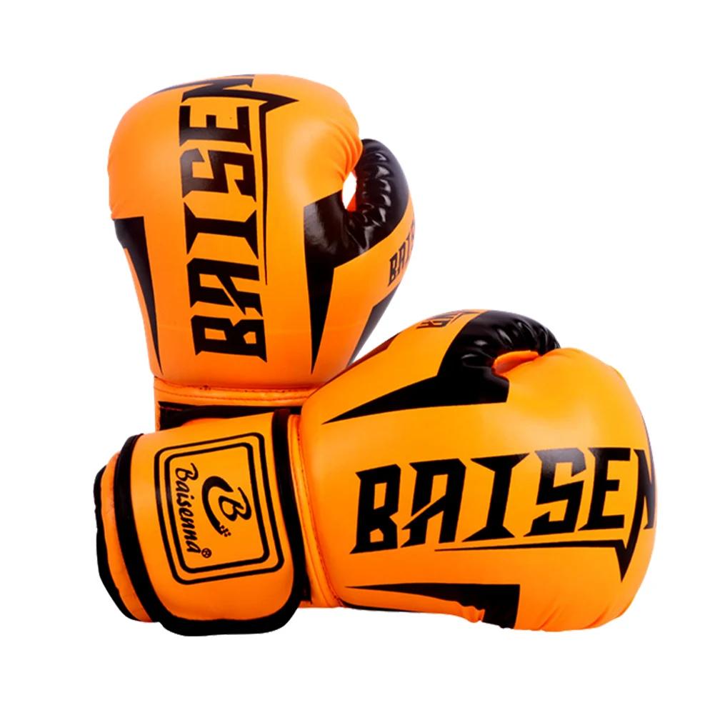 PU Leather Kickboxing Protective Gloves Sponge Boxing Training Mitts Muay Thai Competition Glove for Kids Adult Sports Supplies