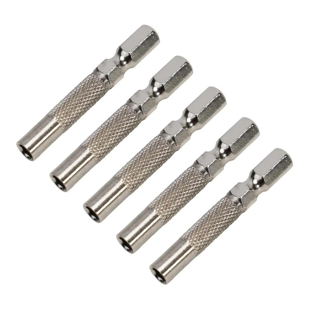 5pcs 6.35mm Hex Shank Insert Bit Adapter To 4mm Electric Screwdriver Socket Holder Micro Bit Adapter Magnetic Holder Tools