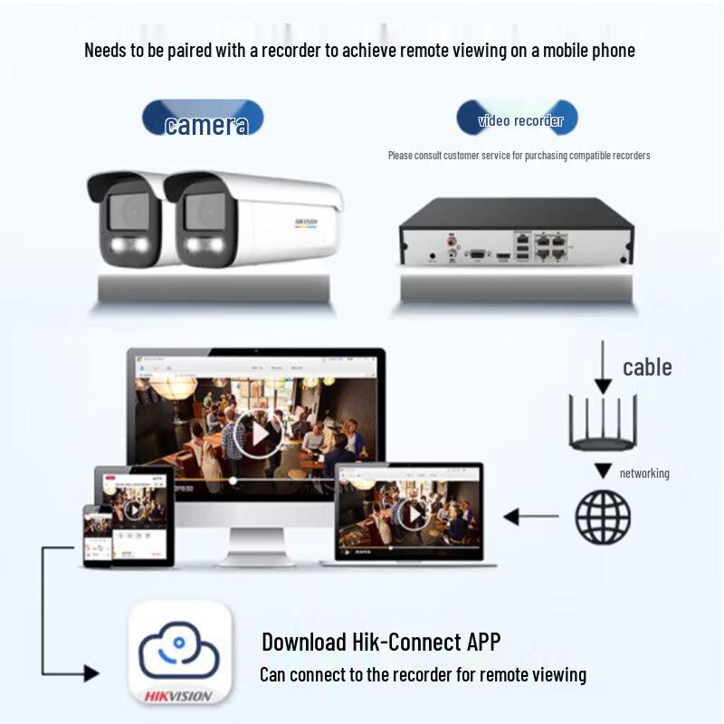 HIKVISION 4MP POE Full-Color Bullet Network Camera CN plug (adapter included)