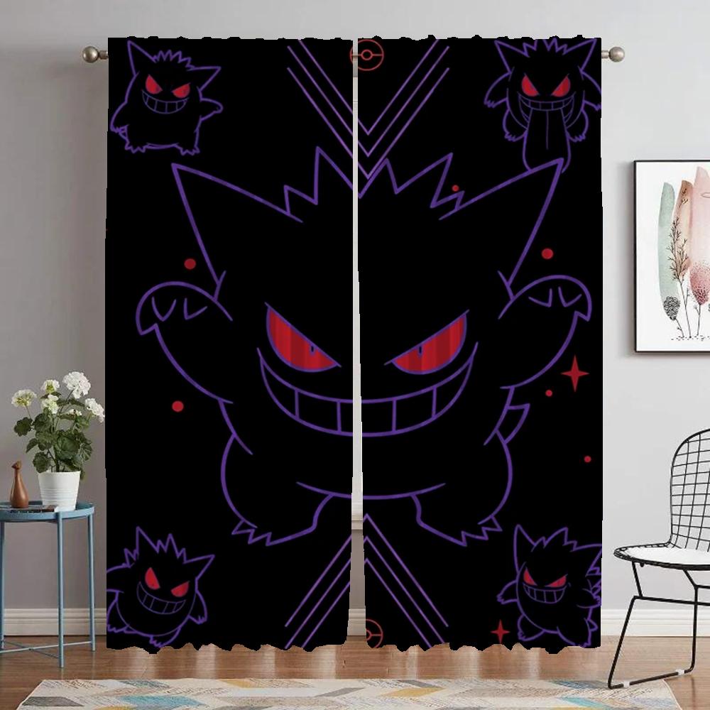 Elegant Room Curtains for Camera Pokemon Blackout Curtain for Room 2 Panel Home Interior Curtains Shades Halloween Decoration