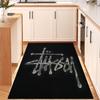 Black Star Texture White Signature Logo Area Rug Non Slip Mat, Dark Starry Street Graffiti Carpet for Living Room Bedroom Decor