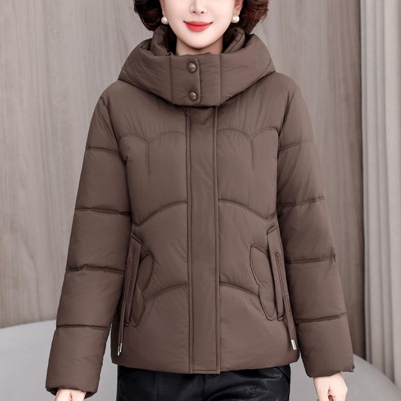 Plus Size XL-5XL Middle Age Woman Winter Short Coats Hooded Elegant Loose Thick Warm Parkas Female Jacket