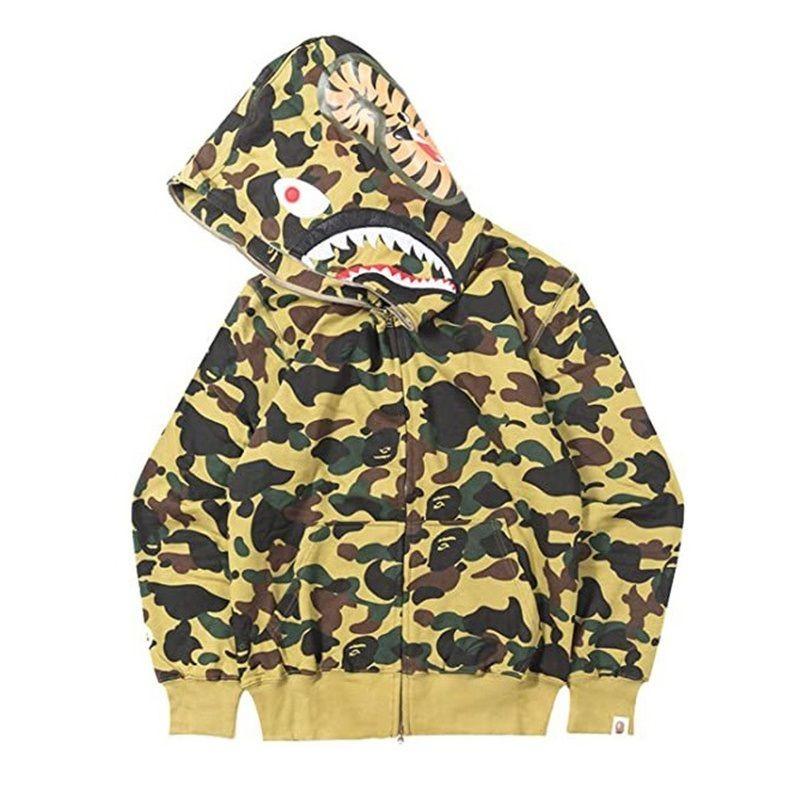Women Bape Men Zip Up Jacket Shark Printing Hoodie Streetwear Fashion