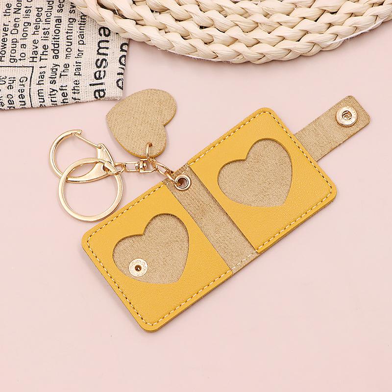 1PC Mini Photo Album Portable DIY Pockets Storage Bag Charms Cute Keychain Gift Faux Leather Memorial Photo Album Multicolor