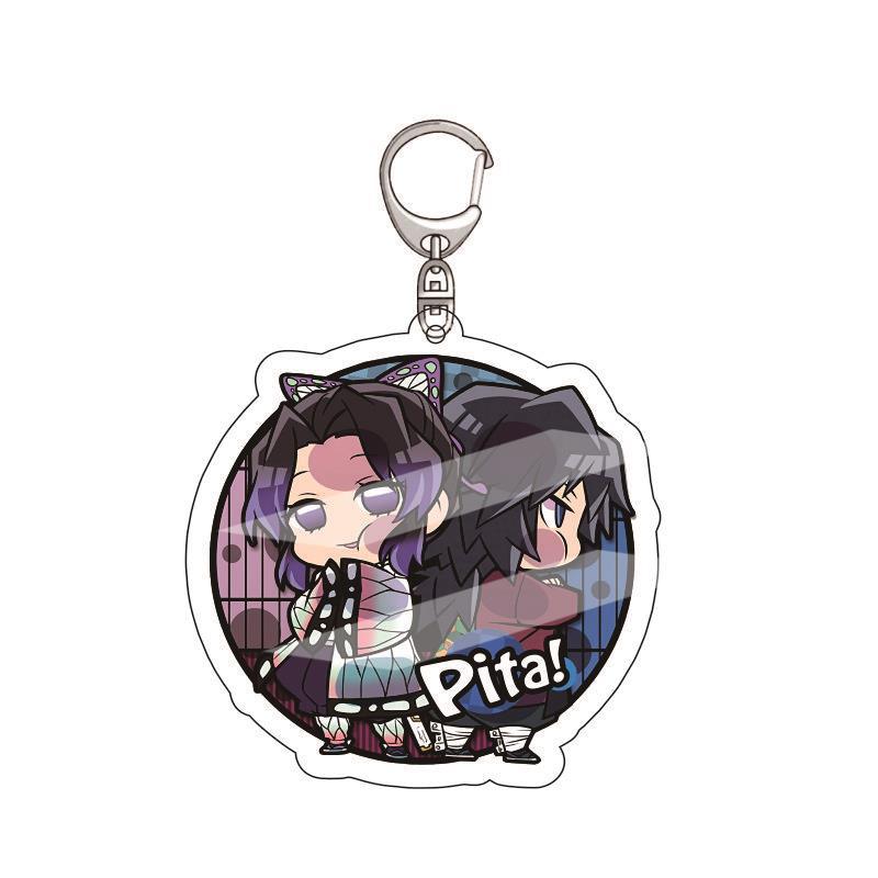 Anime Demon Slayer Acrylic Keychain Tanjiro Kamado Nezuko Zenitsu Agatsuma Inosuke Hashibira Pendant Charm 4PCS Collection Beautiful Gift