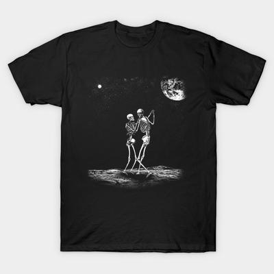 Herr Svart Tryckt T-shirt Moondance No-Cut Transferpapperstryck Bomulls-T-shirt