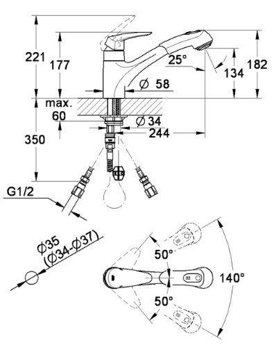 JP351000 (3225800J) GROHE Eurodisc Single-Lever Mixer Faucet (Authorized GROHE Dealer Online Store)