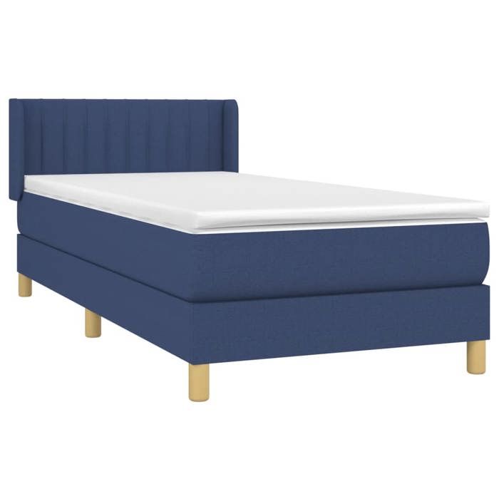 3130391 vidaXL Lit à sommier tapissier avec matelas Bleu 80x200 cm Tissu