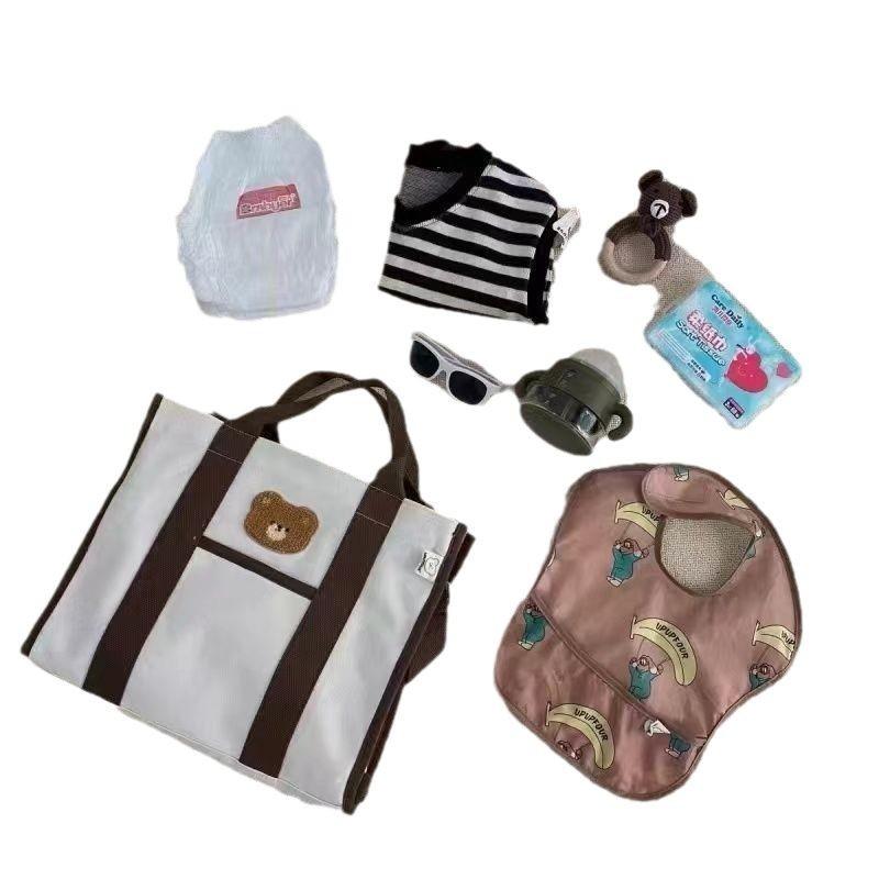 Mommy Bag Handbag Crossbody Shoulder Bag Embroidered Mommy Bag Lightweight Large Capacity Canvas Tote Bag for Outings