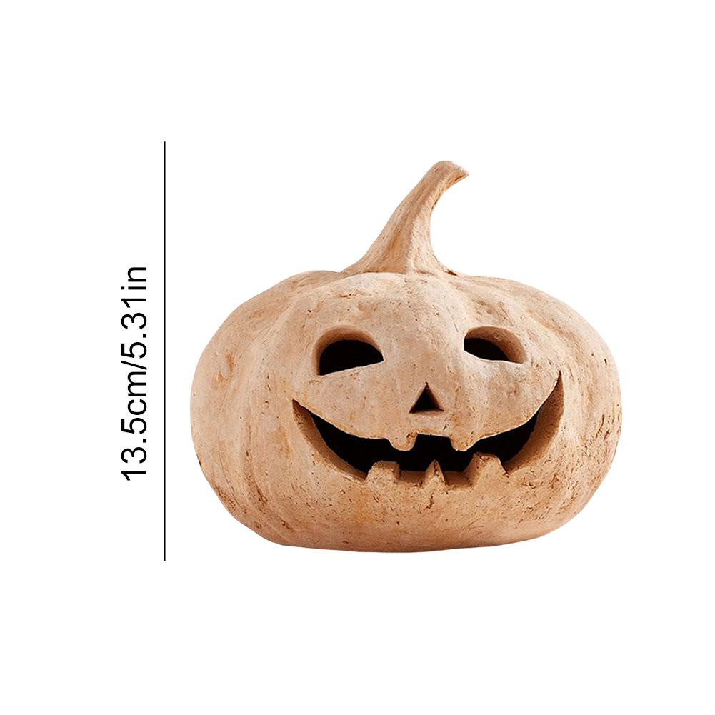 Halloween Pumpkin Lantern Decorative Hand-Carved Pumpkin Table Ornament Handcrafted Jack O Lantern Shade Home Room Decoration